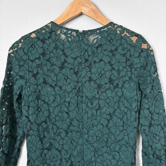 H&M Floral Lace Emerald Green Mini Dress Womens 0 Holiday Party Whimsigoth 90s - Picture 9 of 16